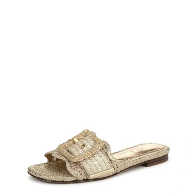 Image of Sam Edelman Flat Sandal Shoes for Women Bambi 6 Medium Fit Gold UK 5