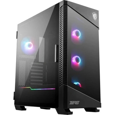 Image of MSI MPG VELOX 100R Mid Tower PC Case ATX Motherboard Capacity, Tempered Glass Door, 4 x 120mm ARGB Fans, Mystic Light, Supports 2 360mm Radiators &amp; Side Ventilation Configurations