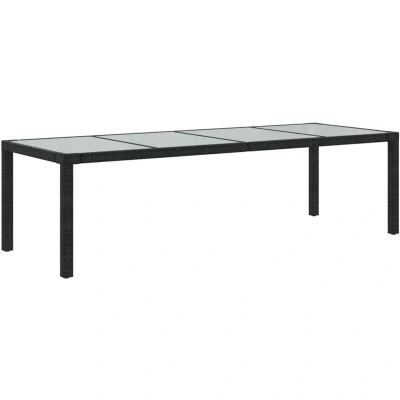 Image of vidaXL Garden Table Black 250x100x75 cm Tempered Glass and Poly Rattan