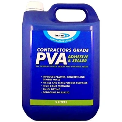 Image of 5 Litre 1 HOUR PVA CONTRACTORS GRADE PRIMER ADHESIVE AND SEALER GLUE