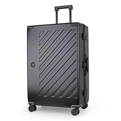 Image of JLY 100% Polycarbonate Zipperless Suitcase Large, Hardshell Check in Luggage with Double TSA Locks and 4 Wheels, Aluminium Alloy Handle, Flight Case for Travel Black