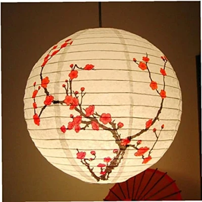 Image of PiniceCore 35cm Plum Blossom Round Paper Lantern Lamp Shade Chinese Oriental Style Light Restaurant Wedding Party Home Decor Gifts