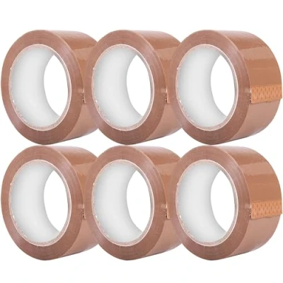 Image of Sabco 6 Rolls Heavy Duty Brown Packing Tape 48mm X 66m Packaging Low Noise For Boxes Parcel Strong Sellotape
