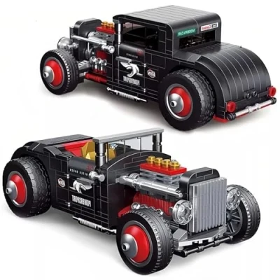 Image of TRavesty Technology Classic Retro Car Building Block Set, 452 Pieces Pull back Vintage Kit, Collectible Sports Model Race Construction Toys for Adults Teen