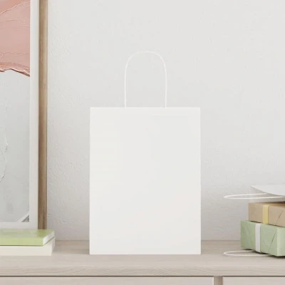 Image of vidaXL Paper Bags 250 pcs with Handles White 21x11x28 cm