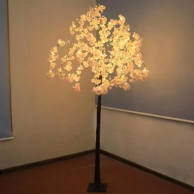 Image of Cherry Blossom Tree with 500LED Lights, 6FT Artificial Lighted for Home Decoration, 8 Lighting Modes Pink Faux Flower Wedding Party Christmas
