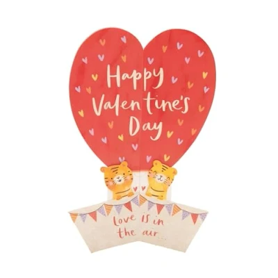 Image of UK Greetings Valentine&#039;s Day Card For Him/Her/Boyfriend/Girlfriend/Husband/Wife/Partner Pop Up Air Balloon Design
