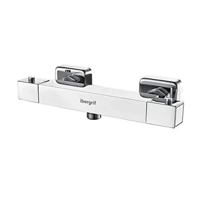 Image of Ibergrif Square Thermostat for Shower Mixer Tap With 38 Safety Key, Chrome