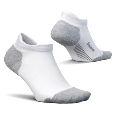 Image of Feetures Elite Max Cushion No Show Tab Ankle Socks Sport Sock with Targeted Compression New White, XL (1 Pair)