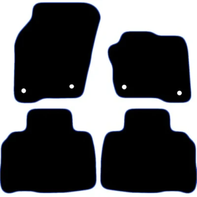 Image of Carsio Carpet Car Mats For Ford Edge 2015+ Onwards Tailored Fit Floor Mat Set Complete Accessory Black Custom Fitted All Weather, Anti Slip Backing &amp; Blue Trim