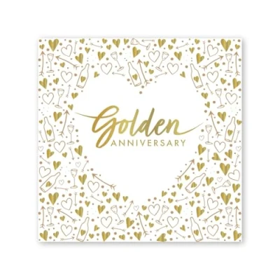 Image of Anniversary House Golden 50th Lunch Napkins Pack of 16 3 ply 33 x 33cm Foil Stamped Table Decoration, Disposable Party Serviettes Napkins, J044