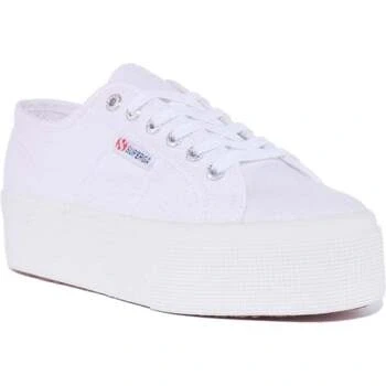 Image of Superga Platform Trainers, Size: 6, White Cotton