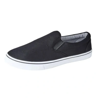 Image of Mens Slip On Trainer Boys Canvas Low Top Casual Shoes Flat Sneakers Pumps Black Size 8