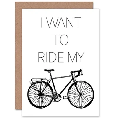 Image of Wee Blue Coo Sport I Want to Ride Bike Cycling Blank Greeting Card