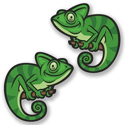 Image of 2 x 10cm Chameleon Vinyl Sticker Laptop Helmet Gecko Gekko Lizard Lizzard #6684 (10cm 10cm)