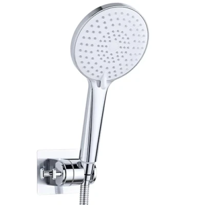 Image of Shower Head and Hose Holder Set, YEAUPE PRO Hand with 1.6M Hose,3 Jet Types, Round (Φ120 mm), High Pressure Head, Water Saving Chrome