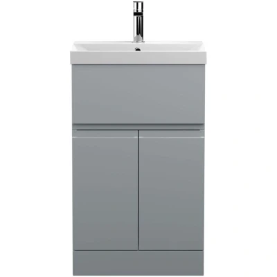 Image of Hudson Reed Urban Floor Standing Vanity Unit with Basin 3 Satin Grey 500mm Wide