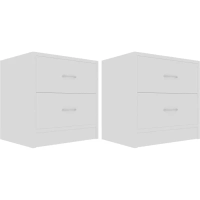 Image of vidaXL 2x Bedside Cabinets with Open Compartment 1 Shelf Bedroom Telephone Stand End Couch Table Nightstand White 40x30x40cm Chipboard