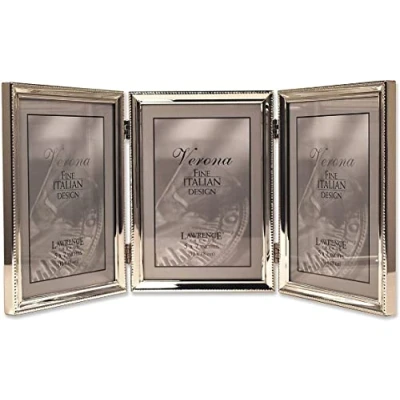 Image of Lawrence Frames Bead Border Design, 5x7 Triple, Silver