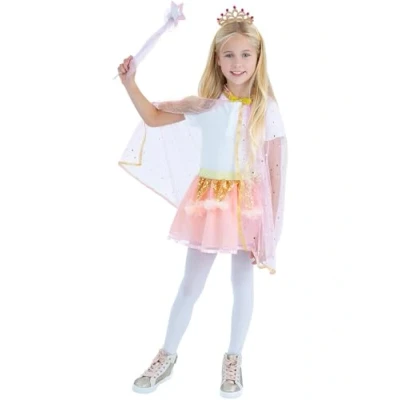 Image of Smiffys Pretty Princess Cape Kit with &amp; Tiara, Girls Fancy Dress, Child Dress Up Accessories