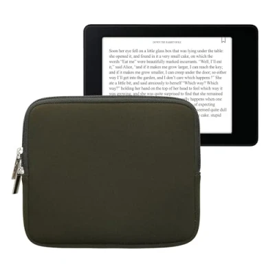 Image of kwmobile Neoprene e Reader Pouch Size 6,8 7&quot; eReader Universal eBook Sleeve Case with Zipper Dark Green