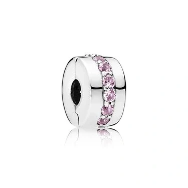 Image of Pandora Pink Sparkling Row Clip Charm 791972PCZ