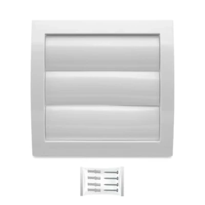 Image of H&amp;C Vent White Ventilation Gravity Grille 153mm with 100mm 4 inch connector│ Air Covers Flaps and Insect Protection │ Extractor Cover for Duct Pipe, Wall, Window Inside Outside use