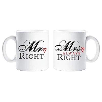 Image of 60 Second Makeover Limited Mr Right Mrs Always Couple Mug Novelty Set Cup Ceramic