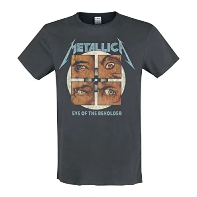 Image of Metallica Amplified Collection Eye of The Beholder Men&#039;s T Shirt Charcoal S 100% Cotton Regular