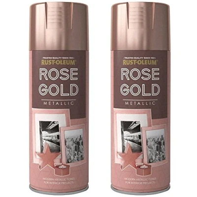 Image of 2 x Rust Oleum 400ml Metallic Finish Spray Paint Rose Gold
