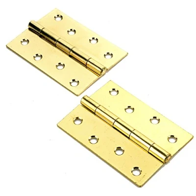 Image of 10x Pairs of Large 100mm/4&quot; Fixed Pin Brass Butt Hinges Heavy Duty Flush Door Fitting