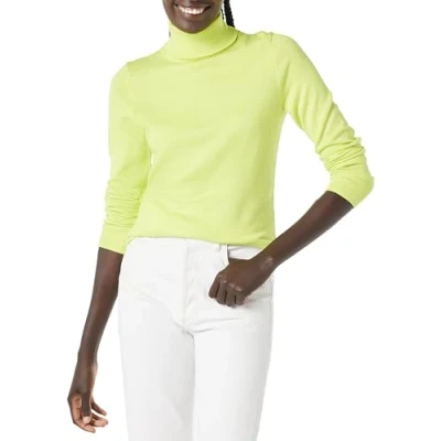 Image of Amazon Essentials Women&#039;s Classic Fit Lightweight Long Sleeve Turtleneck Jumper (Available in Plus Size), Lime Green, S