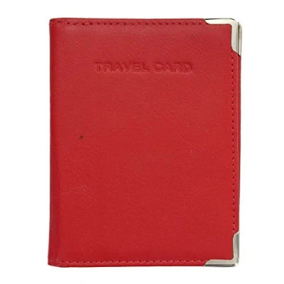 Image of Visconti Leather Oyster Card/Travel Pass Holder with Metal Corner Protectors TC5 Red