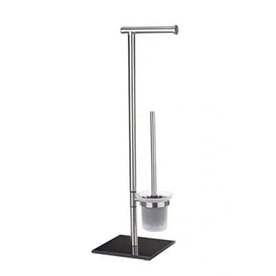 Image of WENKO 20391100 standing toilet brush Lima Stainless steel, 23.5 x 69 20 cm