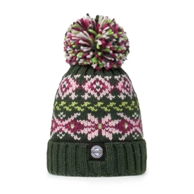 Image of Woodland Nordic Knit Unisex Reflective Super Bobble Hat Green
