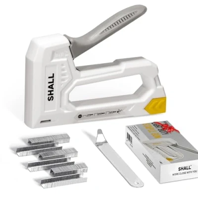 Image of SHALL Light Duty Staple Gun for Wood，White Upholstery with 1600pcs JT21 Staples 1/4, 5/16, 3/8 inch and Remover Fabric Stapler Crafts, DIY, Decoration