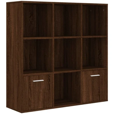 Image of vidaXL Classic Design Book Cabinet in Brown Oak Engineered Wood Spacious Storage Compartments Easy to Clean For Living Room, Bedroom, Office, Hallway