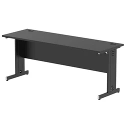 Image of Impulse 1800x600mm Straight Desk Black Top Cable Managed Leg