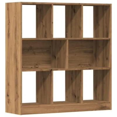 Image of vidaXL book cabinet bookshelf room divider in artisan oak with 8 compartments engineered wood shelf unit for home and office decor (97.5x29.5x100 cm)