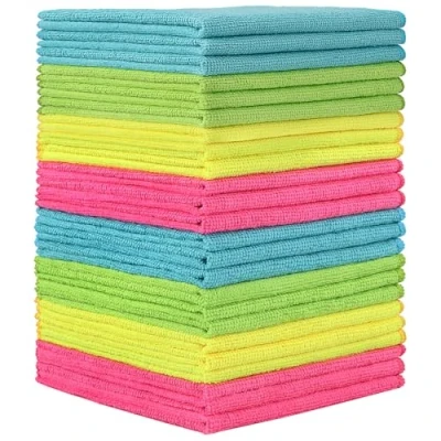 Image of HOMEXCEL Microfiber Cleaning Cloths, 24 Pack Towels for Kitchen, Lint Free, Scratch Highly Absorbent, and Reusable Rags House, Window Glass, Cars, 30 X CM