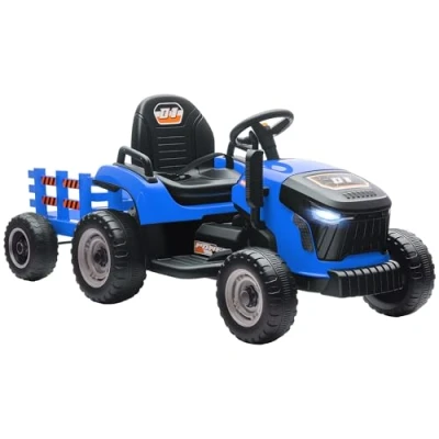 Image of Ride on Tractor and Trailer, 12V Electric Tractor, Blue Aiyaplay