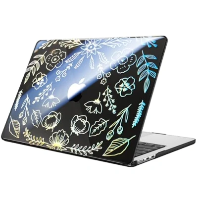 Image of Fintie Case Compatible with MacBook Air 13.6 inch (2024/2022) M3/M2 Chip, Snap On Hard Shell Cover for 13.6&quot; Model A3113 A2681, (Z Garden Black)
