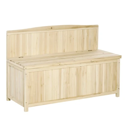 Image of Outsunny Garden Arch Wood Bench Outdoor Storage Box Furniture Chair 115L x 45W 75Hcm