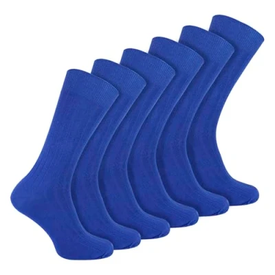 Image of 6 Pairs Multipack Mens Ribbed Dress Socks Sock Snob Breathable Crew Cotton (6 11, Royal Blue)