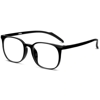 Image of ANRRI Blue Light Blocking Computer Reading/Gaming Glasses Men Women 0.0 Magnification 100% UV Protection Filter Lens Black Frame,Men