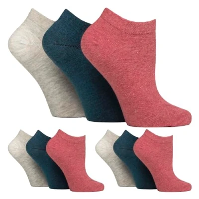 Image of Gentle Grip 9 Pairs Ladies Diabetic Trainer Socks Cushioned Wide Calf Ankle for Swollen Legs (4 8, Black)