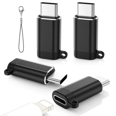Image of MoKo 4 Pack Lightning Female to USB C Male Adapter, iPhone Adapter for 15/16 Pro/16 Pro Max/16 Plus, Galaxy S24, iPad Air/Pro, Charging/Data Transfer, NOT Audio/OTG, Black