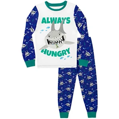 Image of Harry Bear Boys Shark Pyjamas Snuggle Fit Blue Age 10 to 11 Years