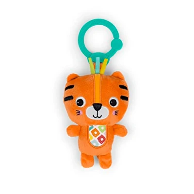 Image of Bright Starts Jingle Joy Reach &amp; Rattle Toy for Stroller Tiger with Chime Sounds Unisex, Newborn +