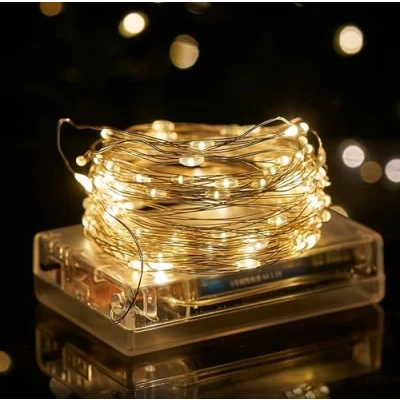 Image of Volunx Battery LED String 1/3/5/10m Fairy Lights Decorative Powered Wedding Christmas Warm White (10m/32.82ft 100LED)